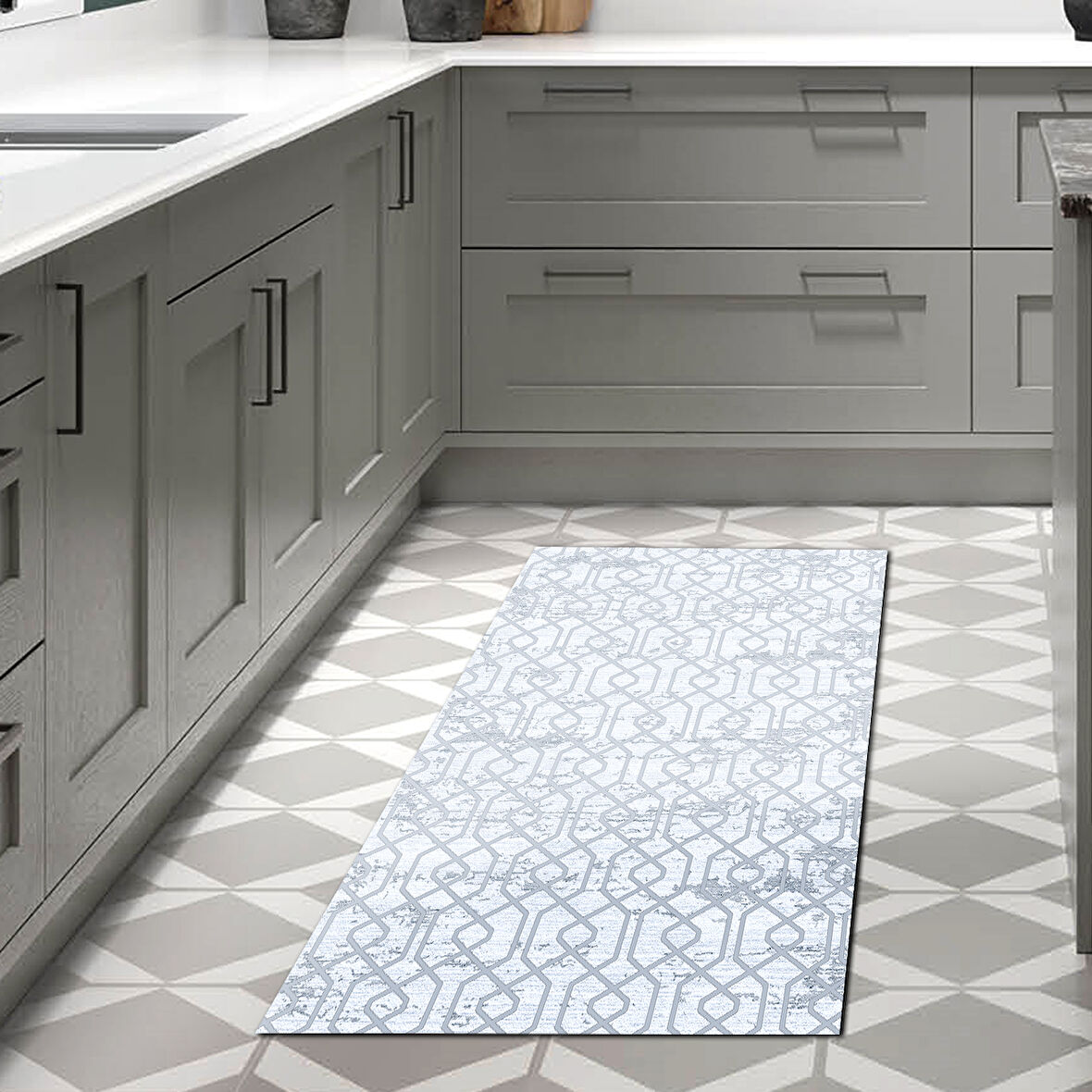 Dekoreko Kaymaz Taban Djt Mutfak Halısı Star Pamuk Modern 757