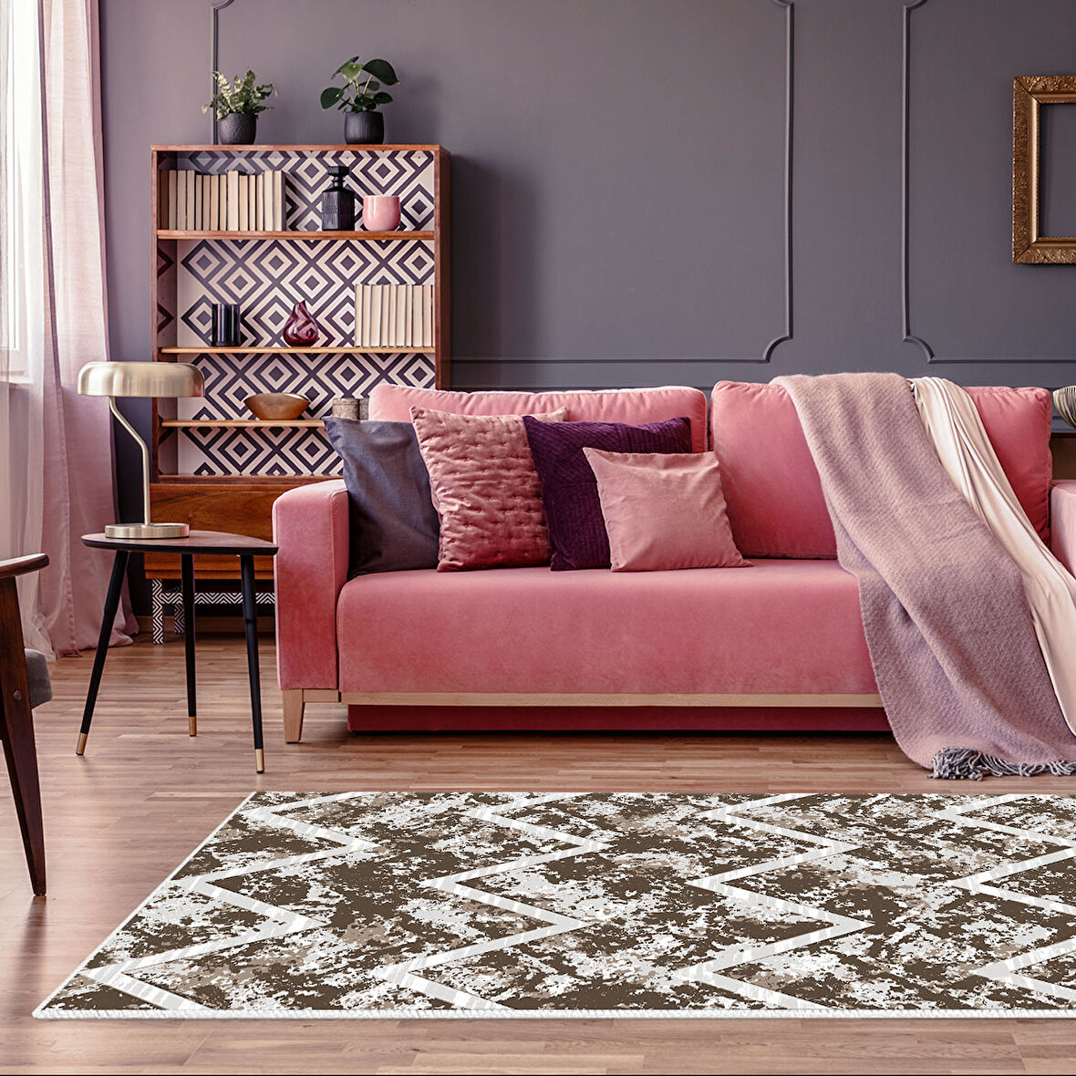 Dekoreko Kaymaz Taban Djt Salon Halısı Yıldız Deri İskandinav F5128