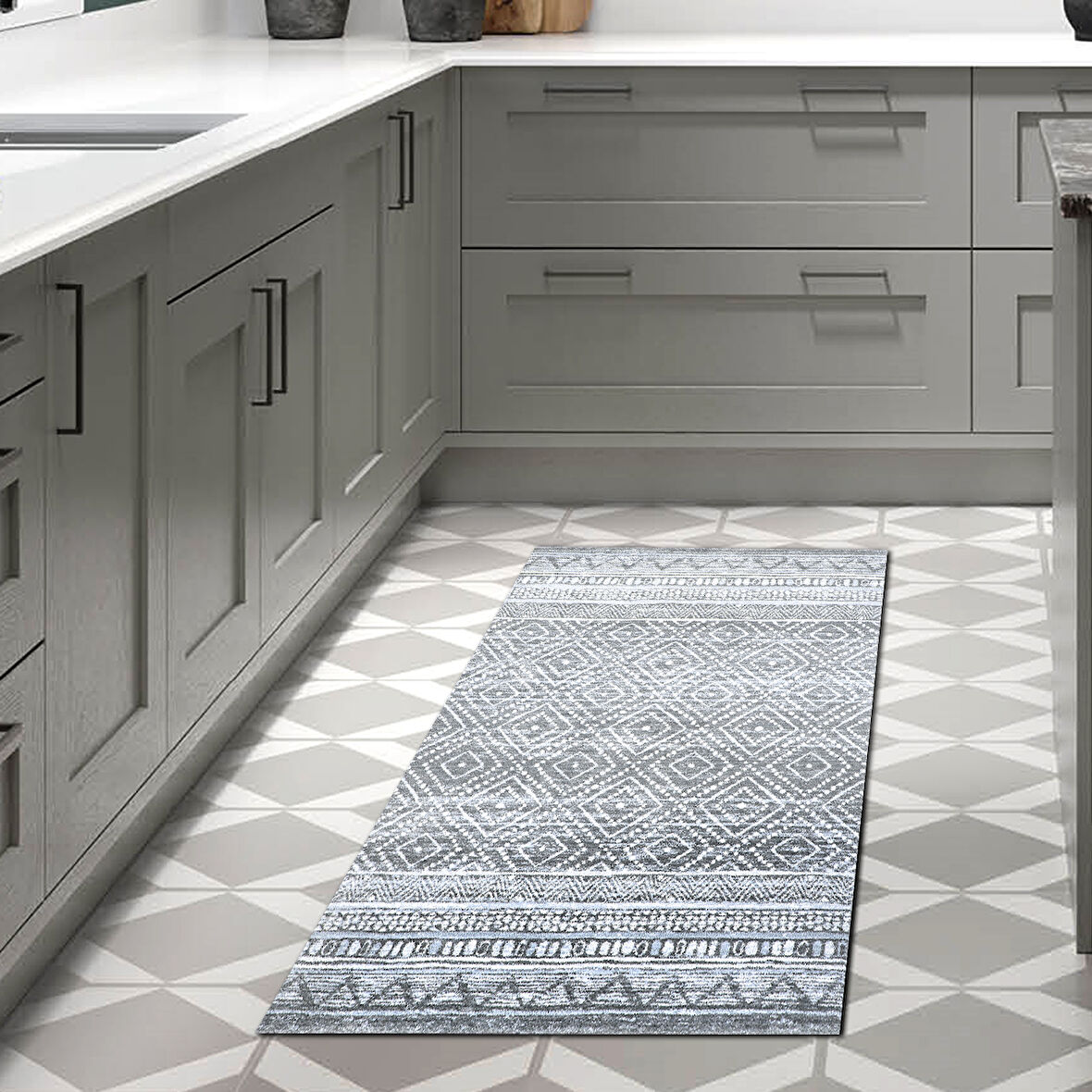 Dekoreko Kaymaz Taban Djt Mutfak Halısı Trend İskandinav F5087