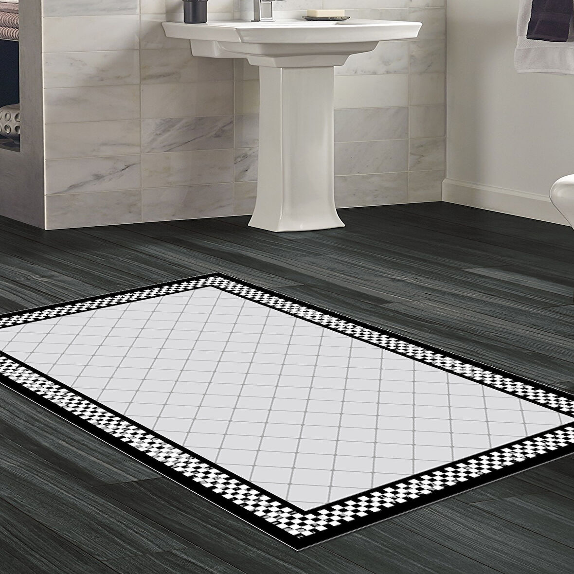Dekoreko Kaymaz Taban Djt Banyo Halısı Trend Modern 603M