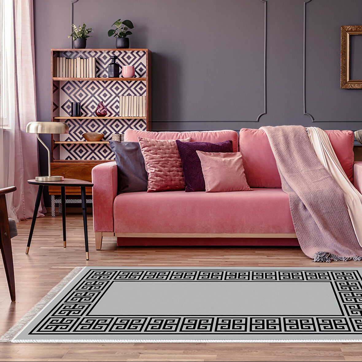 Dekoreko Kaymaz Taban Djt Salon Halısı Trend Saçaklı Modern 608M