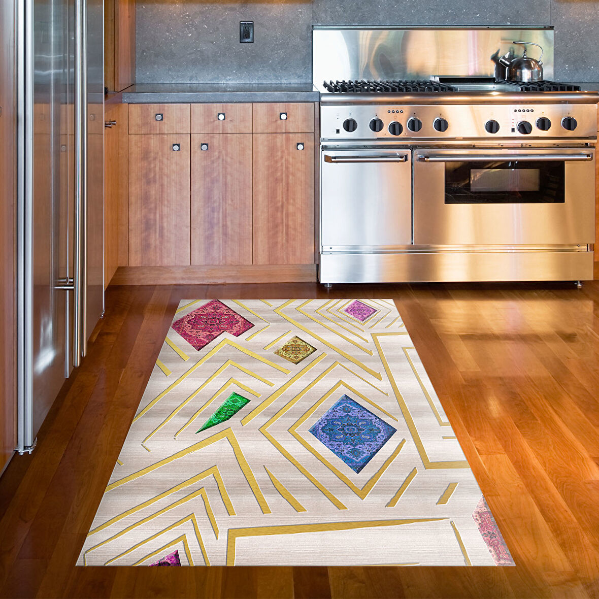 Dekoreko Kaymaz Taban Djt Mutfak Halısı Star Pamuk Modern P1337