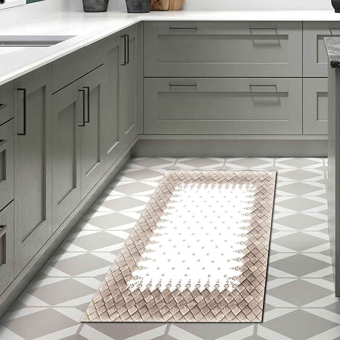 Dekoreko Kaymaz Taban Djt Mutfak Halısı Star Pamuk Modern 1529