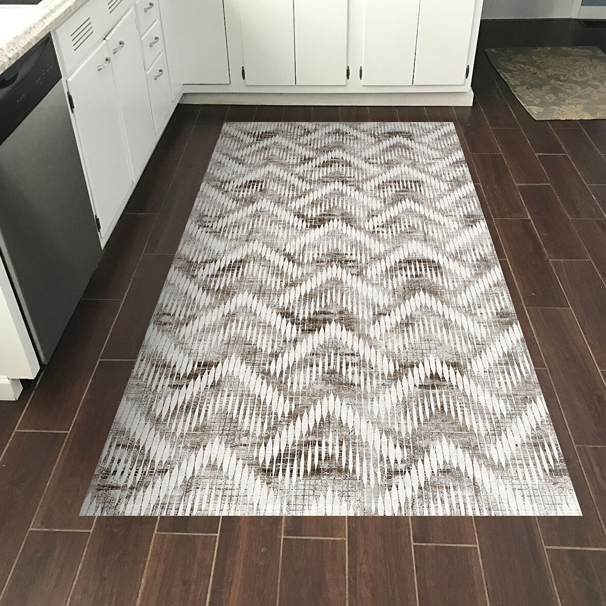 Dekoreko Kaymaz Taban Djt Mutfak Halısı Yıldız Deri İskandinav F5124