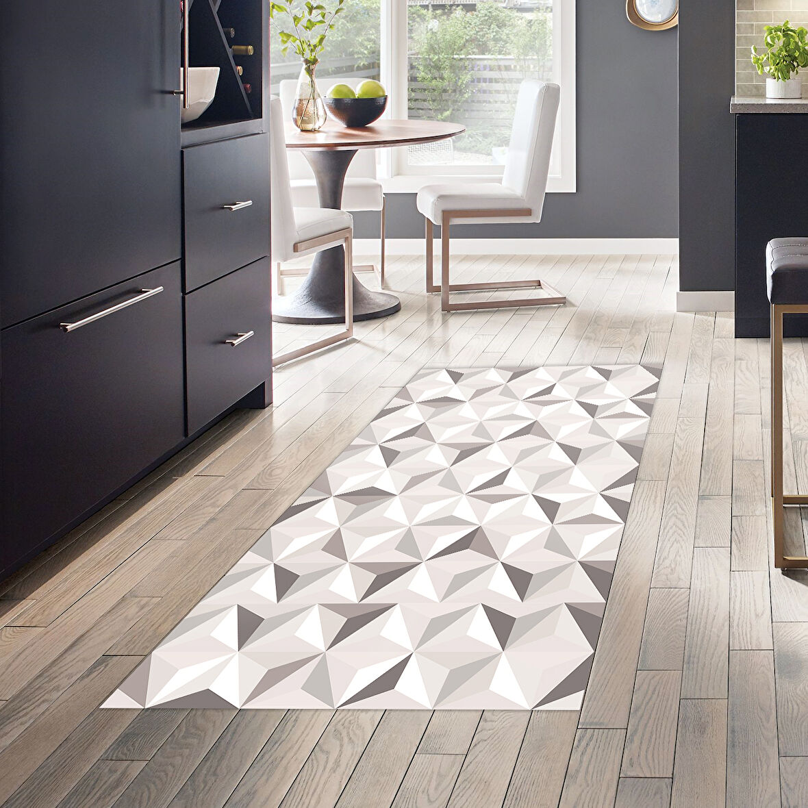 Dekoreko Kaymaz Taban Djt Mutfak Halısı Yıldız Deri Modern 1944