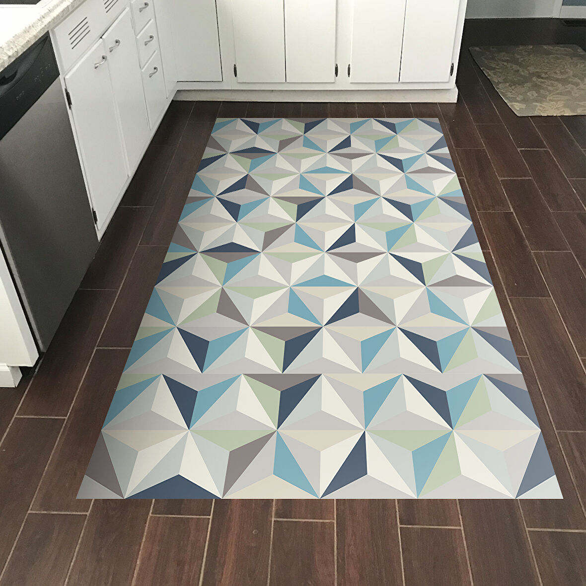 Dekoreko Kaymaz Taban Djt Mutfak Halısı Yıldız Deri Modern 1944