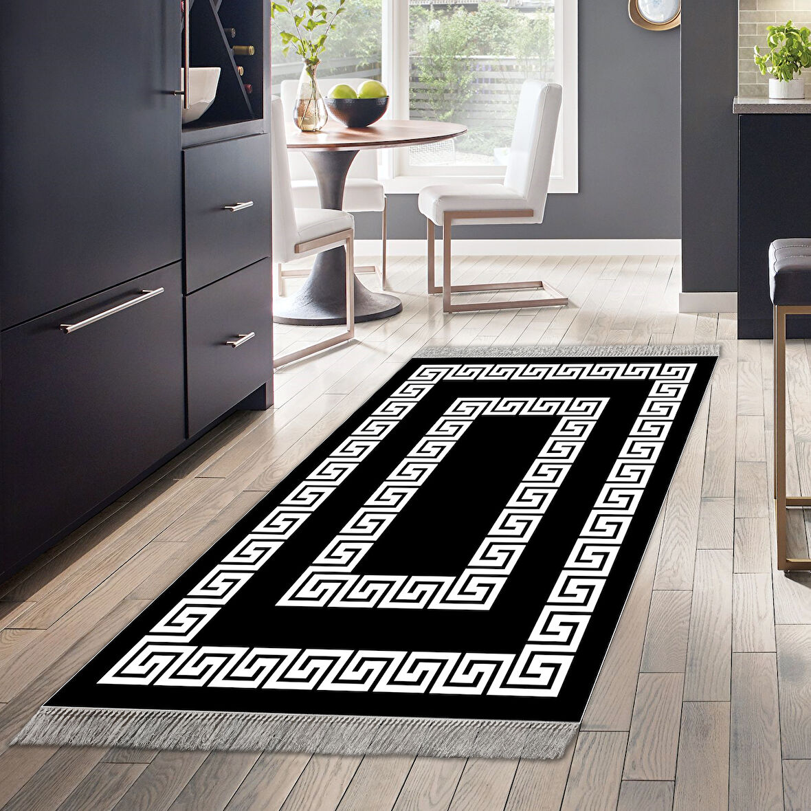 Dekoreko Kaymaz Taban Djt Mutfak Halısı Star Pamuk Saçaklı Modern 650M