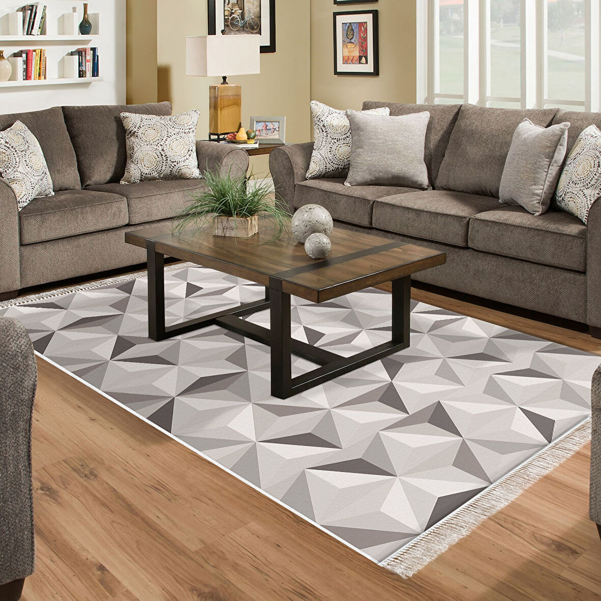 Dekoreko Kaymaz Taban Djt Salon Halısı Trend Saçaklı Modern 1944