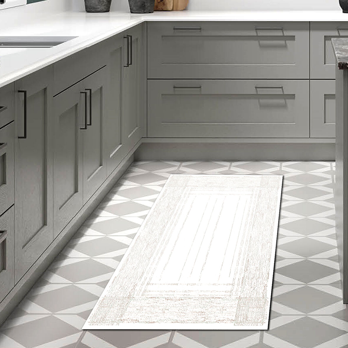 Dekoreko Kaymaz Taban Djt Mutfak Halısı Star Pamuk Modern M5076