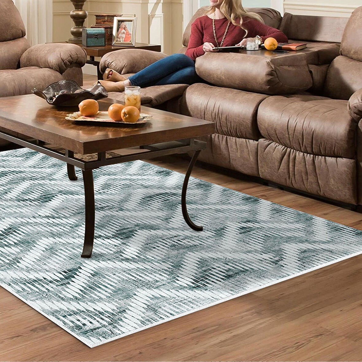 Dekoreko Kaymaz Taban Djt Salon Halısı Yıldız Deri İskandinav F5124