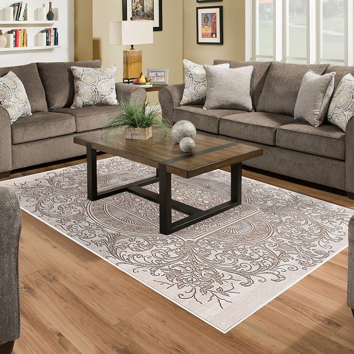 Dekoreko Kaymaz Taban Djt Salon Halısı Yıldız Deri Modern 1488