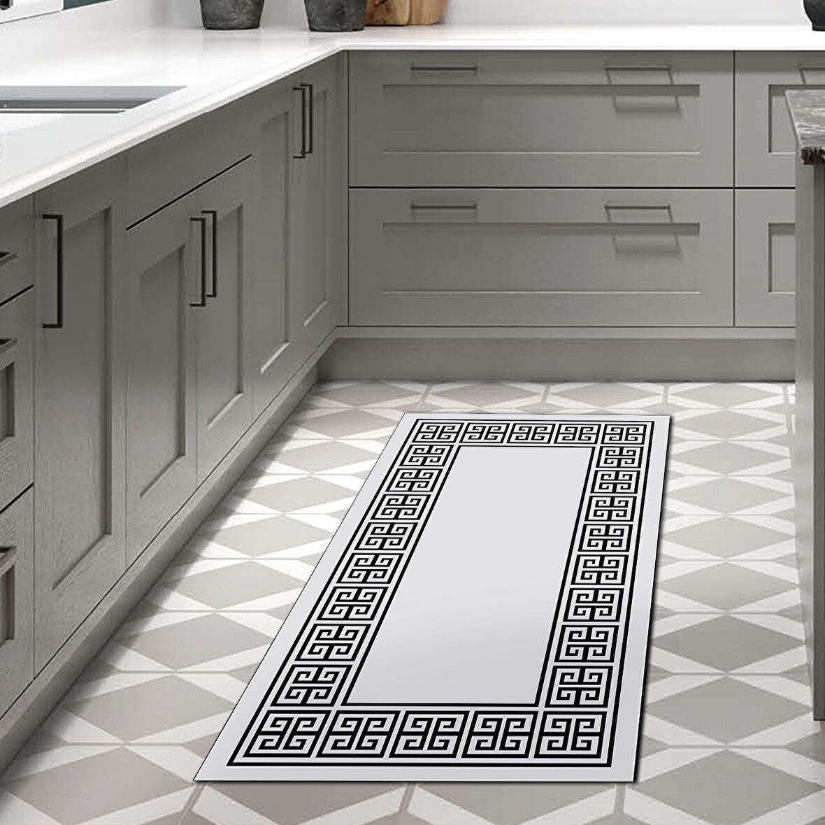 Dekoreko Kaymaz Taban Djt Mutfak Halısı Star Pamuk Modern 608M