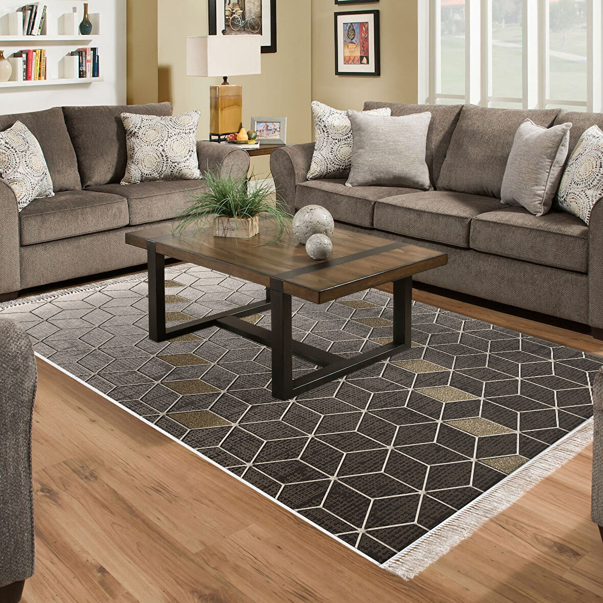 Dekoreko Kaymaz Taban Djt Salon Halısı Trend Saçaklı Modern 719