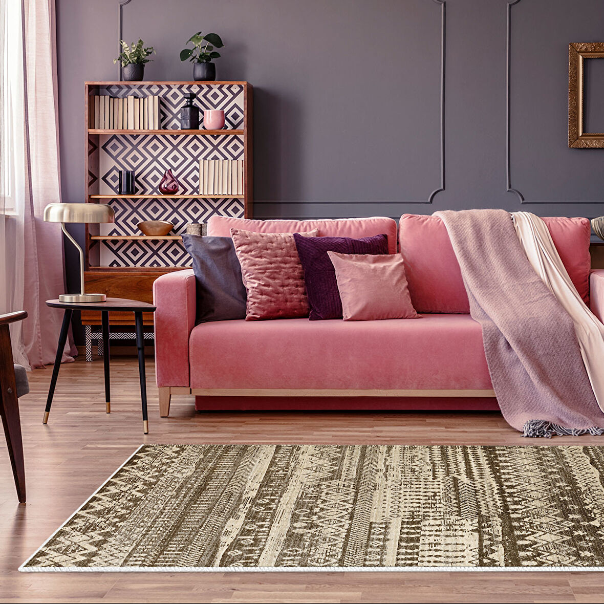 Dekoreko Kaymaz Taban Djt Salon Halısı Yıldız Deri İskandinav F5080