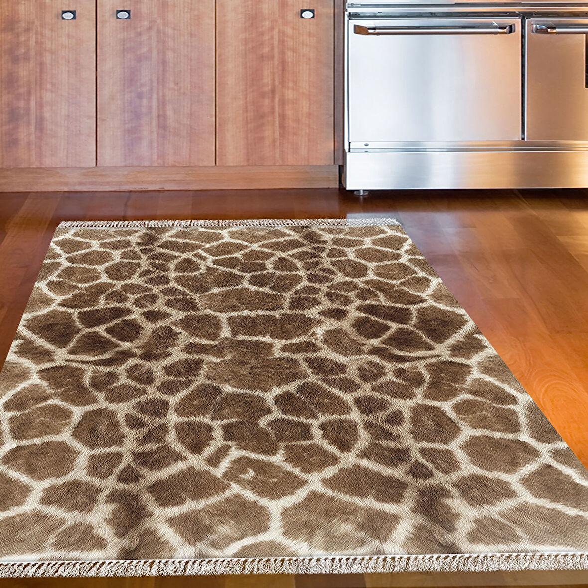 Dekoreko Kaymaz Taban Djt Mutfak Halısı Yıldız Deri Saçaklı Modern 1910