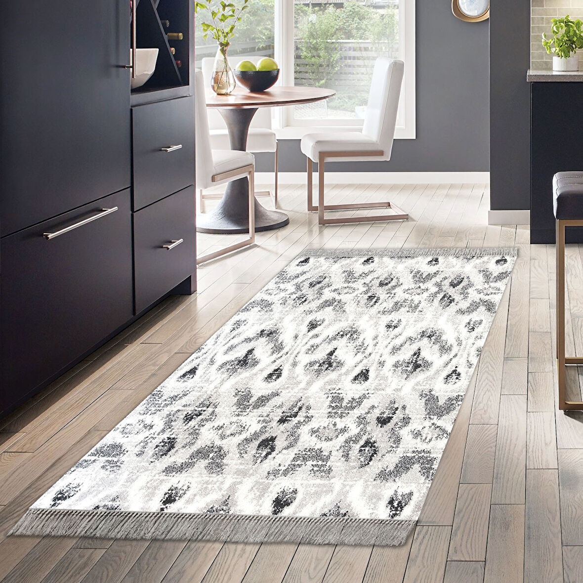 Dekoreko Kaymaz Taban Djt Mutfak Halısı Yıldız Deri Saçaklı İskandinav F5136