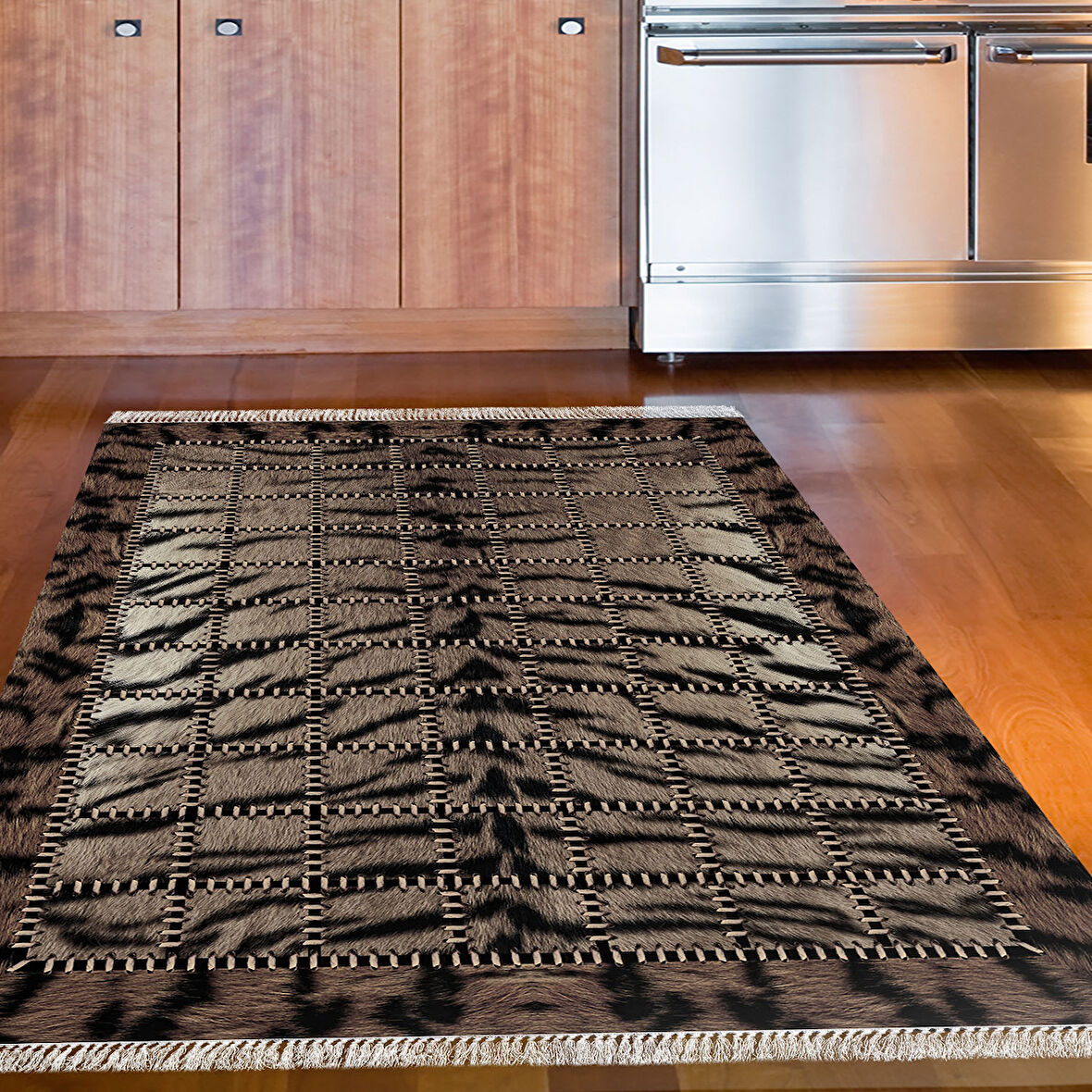 Dekoreko Kaymaz Taban Djt Mutfak Halısı Star Pamuk Saçaklı Modern 1906