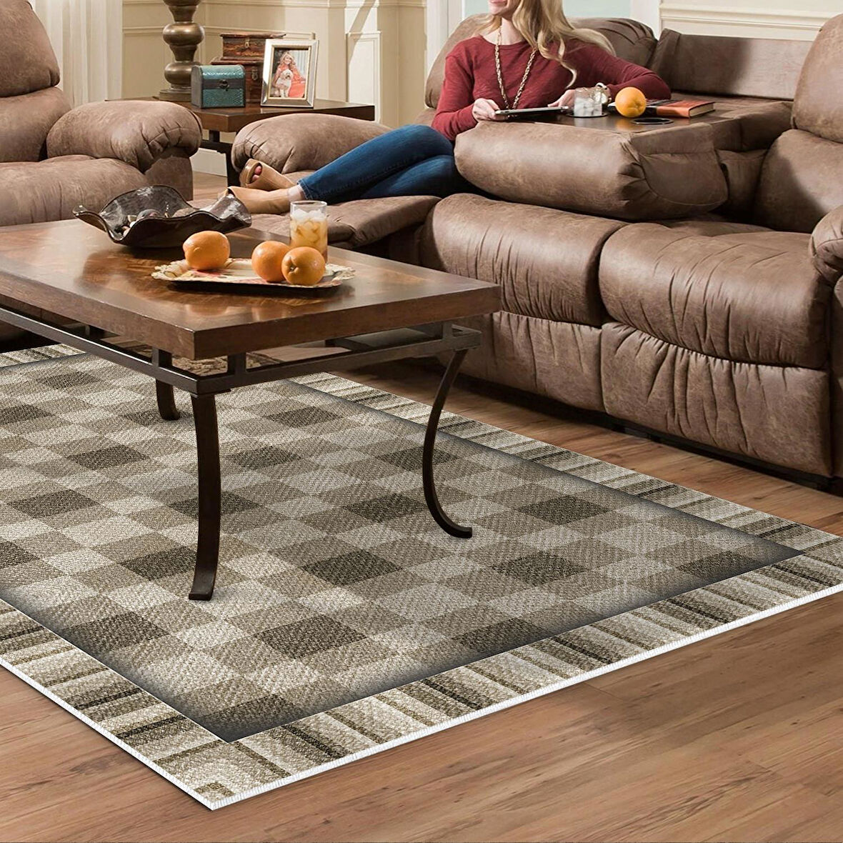 Dekoreko Kaymaz Taban Djt Salon Halısı Yıldız Deri Modern 1913