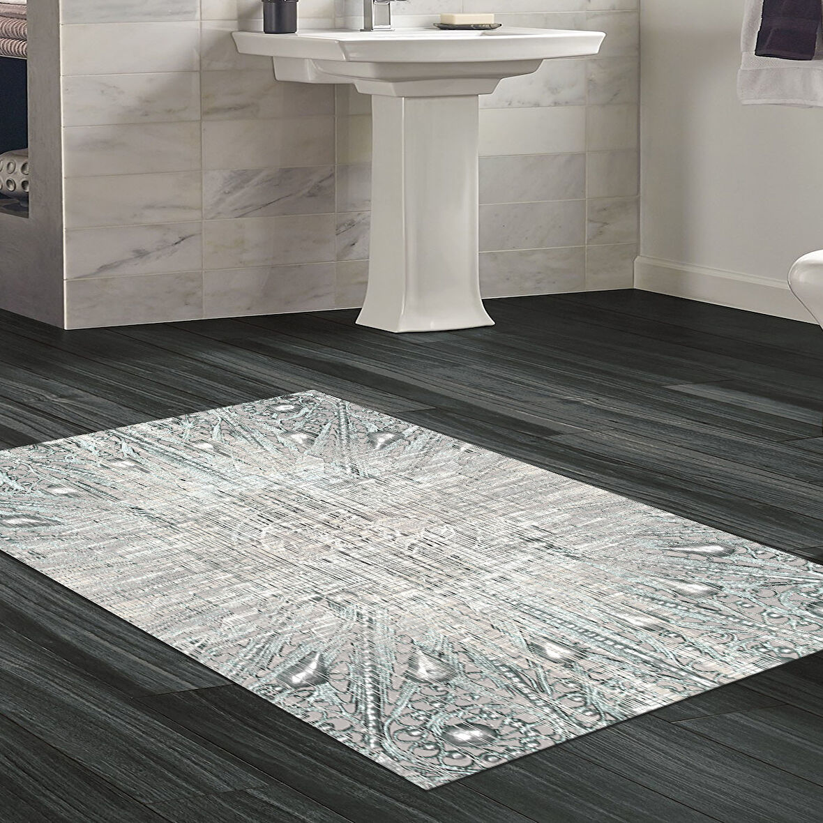 Dekoreko Kaymaz Taban Djt Banyo Halısı Star Pamuk Modern 743