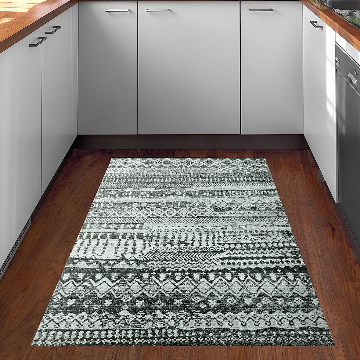 Dekoreko Kaymaz Taban Djt Mutfak Halısı Star Pamuk İskandinav F5080