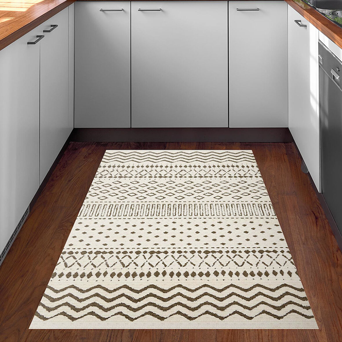 Dekoreko Kaymaz Taban Djt Mutfak Halısı Star Pamuk İskandinav F5086