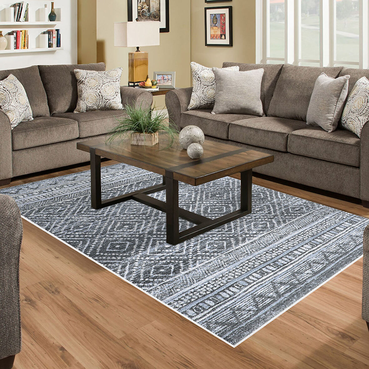 Dekoreko Kaymaz Taban Djt Salon Halısı Star Pamuk İskandinav F5087