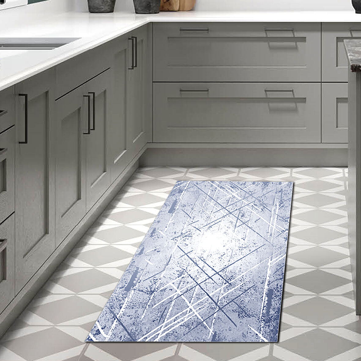 Dekoreko Kaymaz Taban Djt Mutfak Halısı Star Pamuk Modern M5003