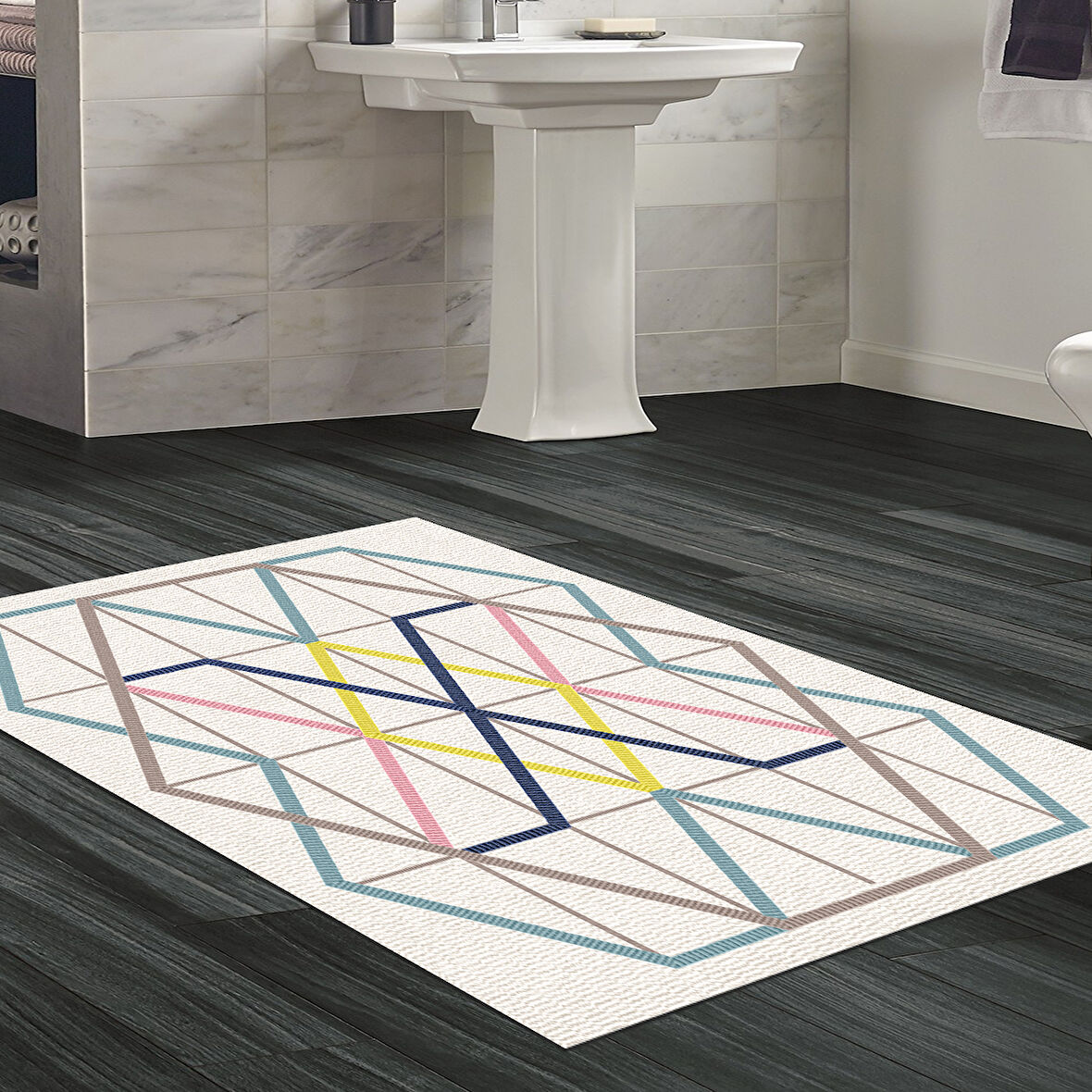 Dekoreko Kaymaz Taban Djt Banyo Halısı Trend Modern P1525