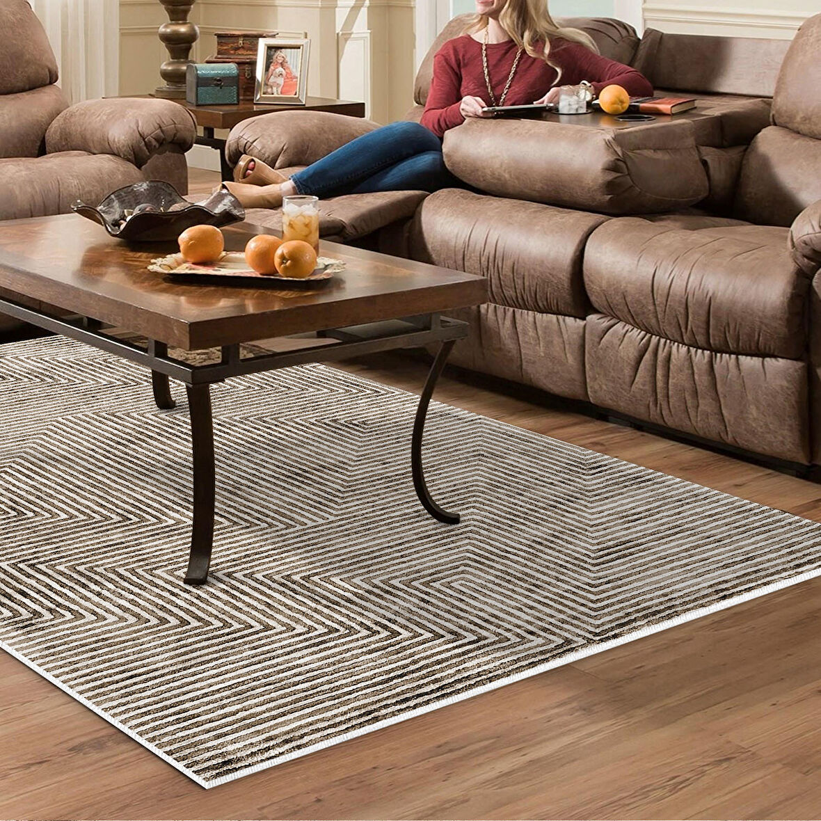 Dekoreko Kaymaz Taban Djt Salon Halısı Star Pamuk Modern Mu134