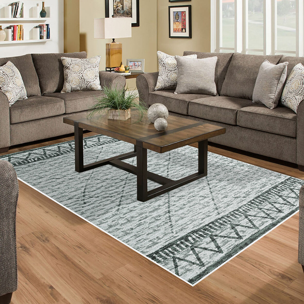 Dekoreko Kaymaz Taban Djt Salon Halısı Star Pamuk İskandinav F5081