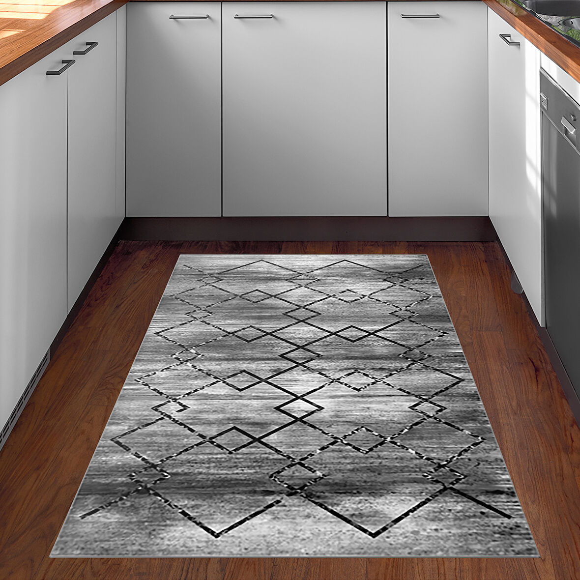 Dekoreko Kaymaz Taban Djt Mutfak Halısı Yıldız Deri Modern M5006