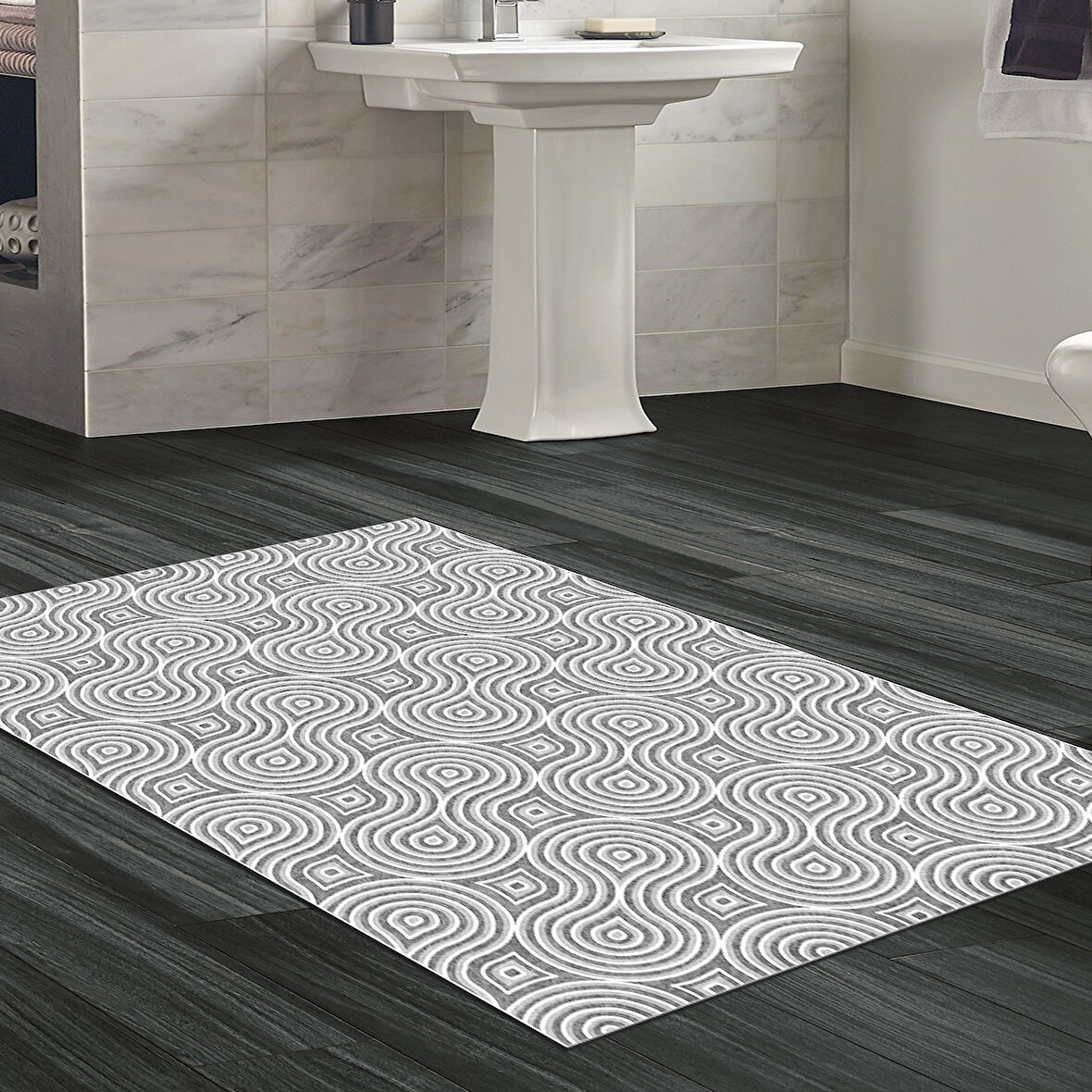 Dekoreko Kaymaz Taban Djt Banyo Halısı Yıldız Deri Modern 605M