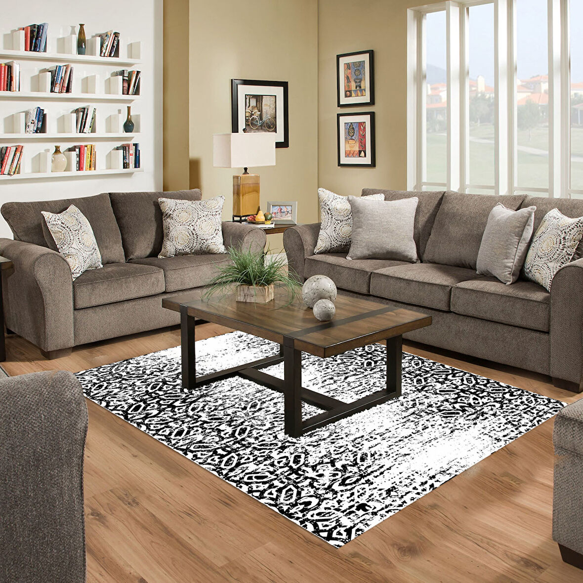 Dekoreko Kaymaz Taban Djt Salon Halısı Star Pamuk İskandinav Mu123