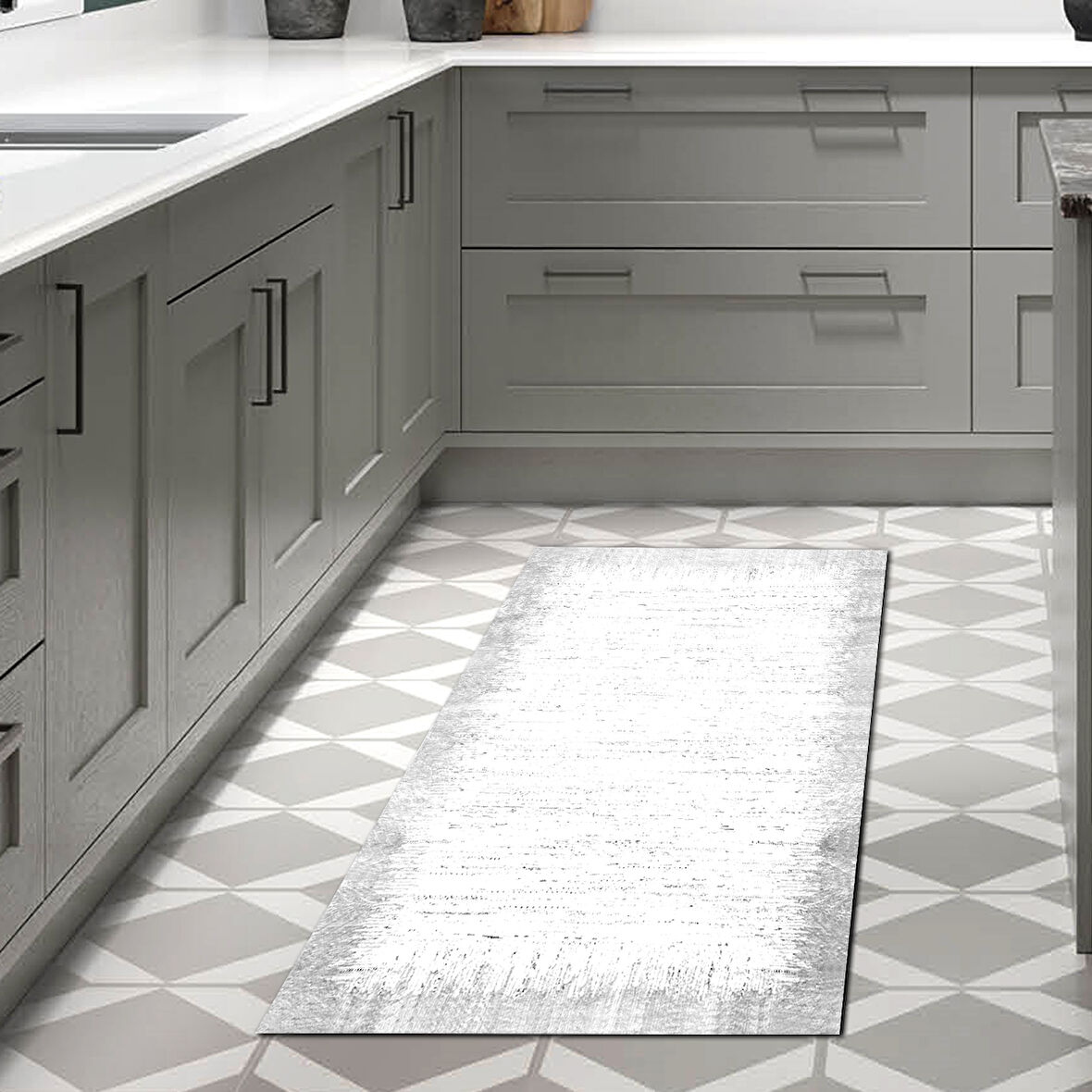 Dekoreko Kaymaz Taban Djt Mutfak Halısı Yıldız Deri Modern 1342