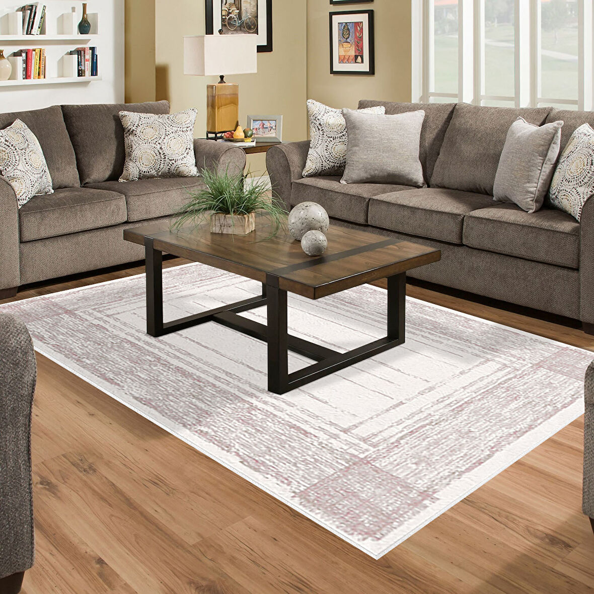 Dekoreko Kaymaz Taban Djt Salon Halısı Star Pamuk Modern M5076