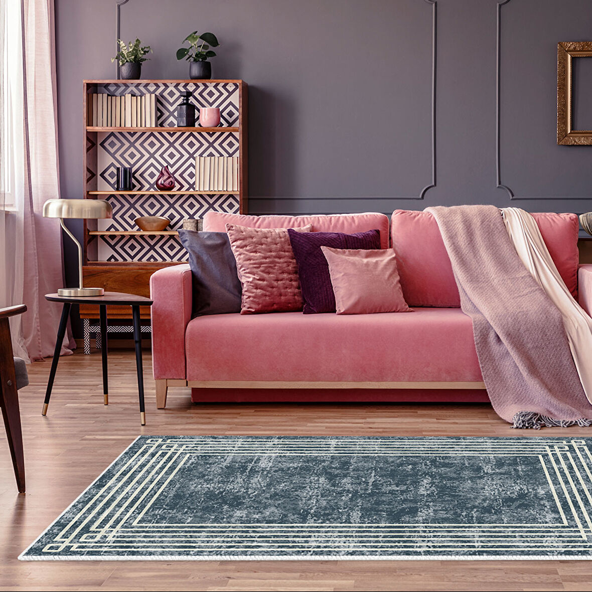 Dekoreko Kaymaz Taban Djt Salon Halısı Star Pamuk Modern M5142