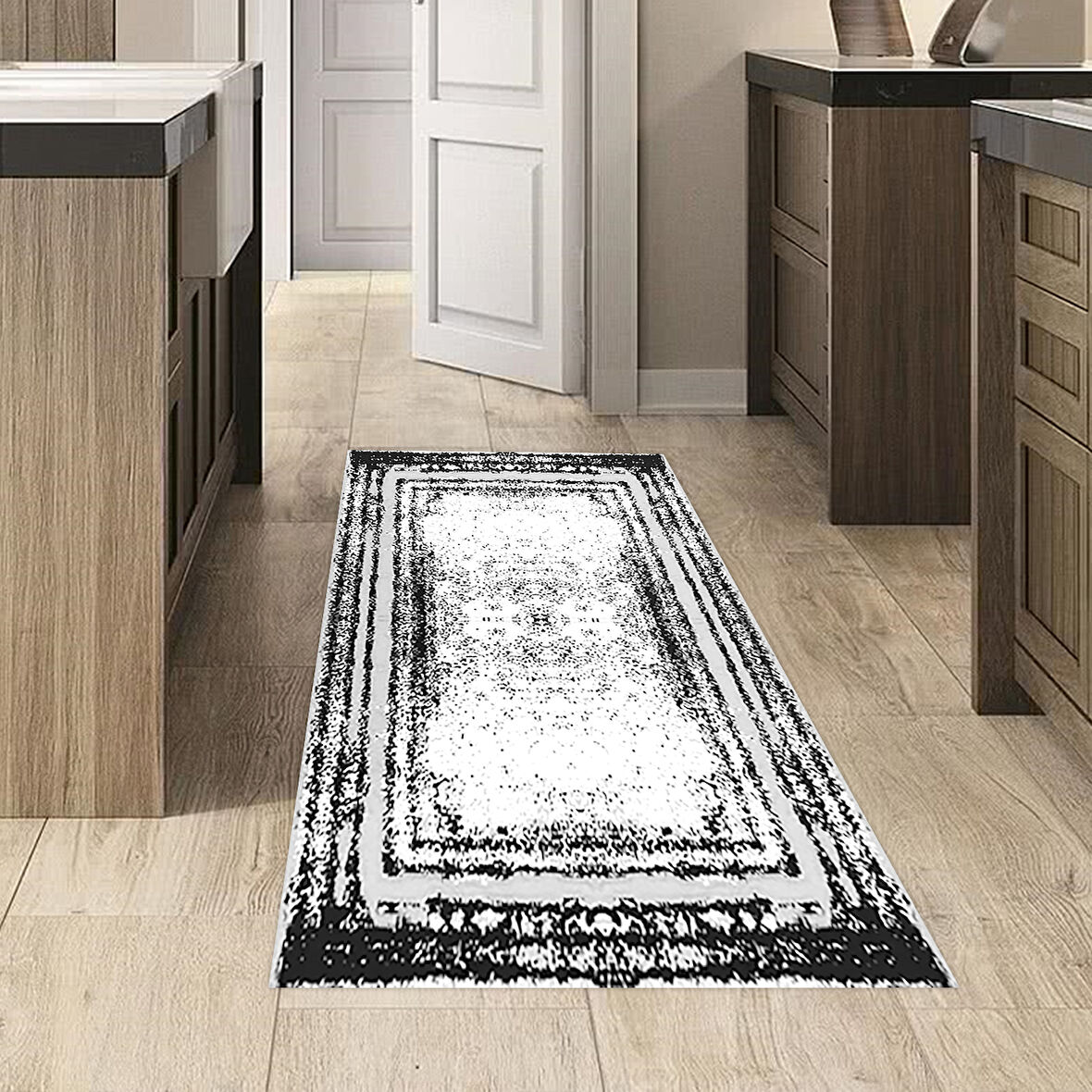 Dekoreko Kaymaz Taban Djt Mutfak Halısı Yıldız Deri Modern M5132