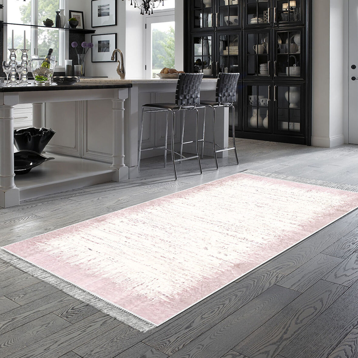 Dekoreko Kaymaz Taban Djt Mutfak Halısı Yıldız Deri Saçaklı Modern 1342