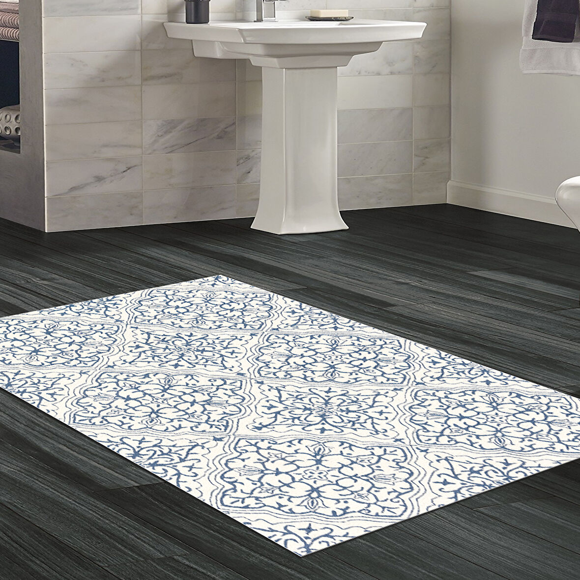 Dekoreko Kaymaz Taban Djt Banyo Halısı Star Pamuk Modern 1906M