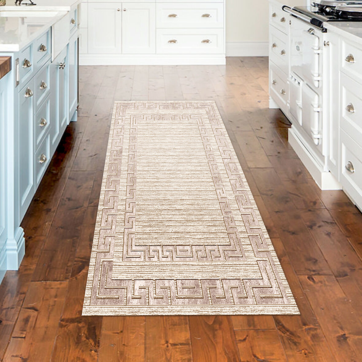 Dekoreko Kaymaz Taban Djt Mutfak Halısı Yıldız Deri Modern F5036