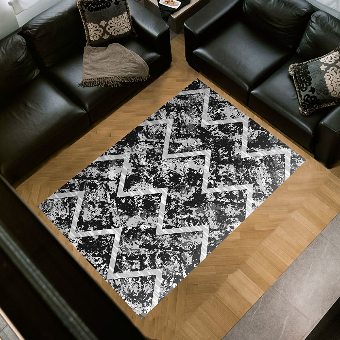 Dekoreko Kaymaz Taban Djt Salon Halısı Yıldız Deri İskandinav F5128