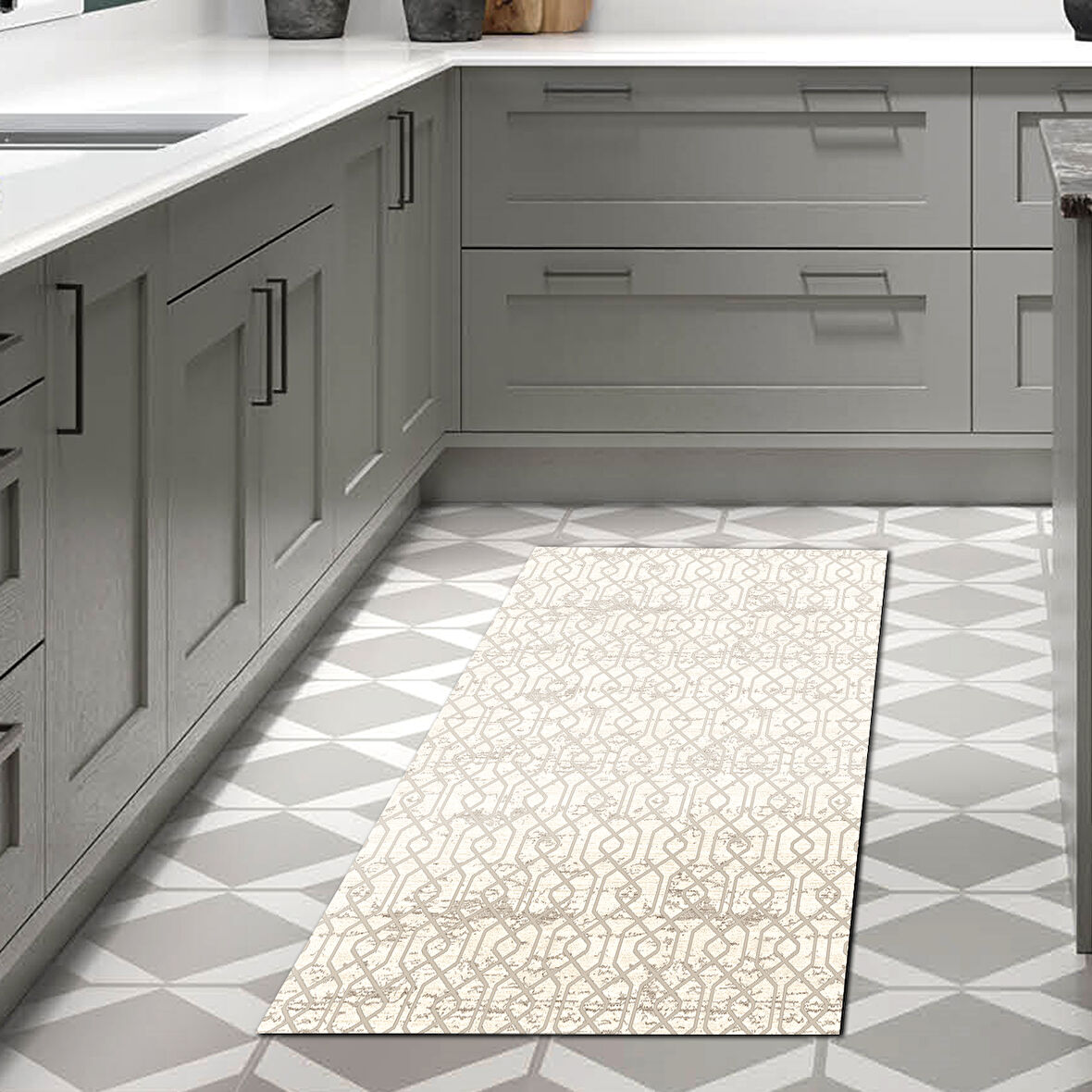 Dekoreko Kaymaz Taban Djt Mutfak Halısı Trend Modern 757