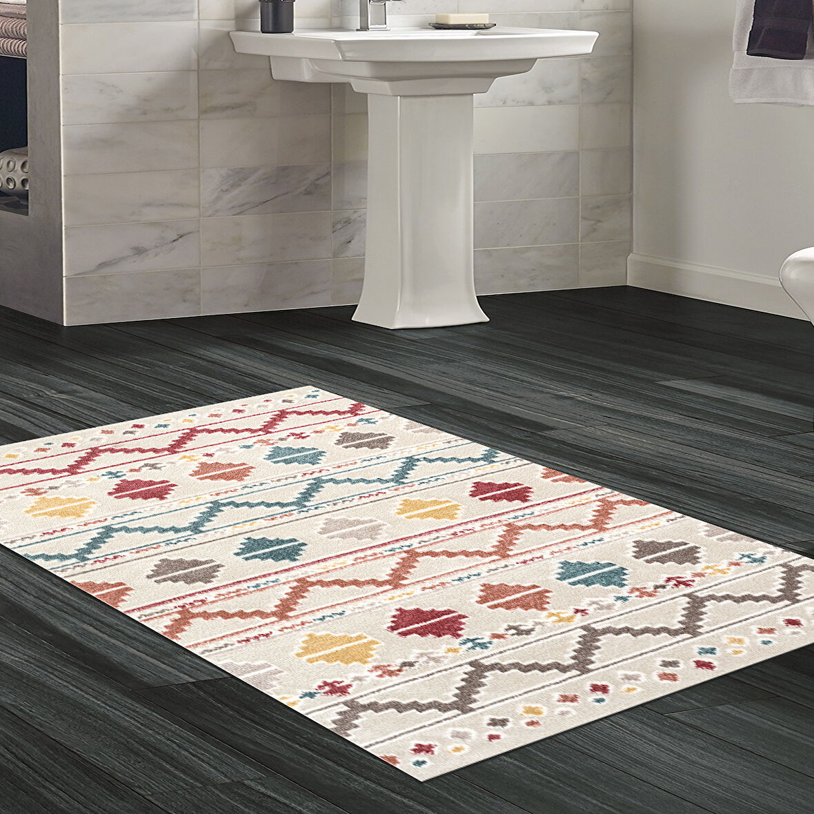 Dekoreko Kaymaz Taban Djt Banyo Halısı Star Pamuk İskandinav F5001