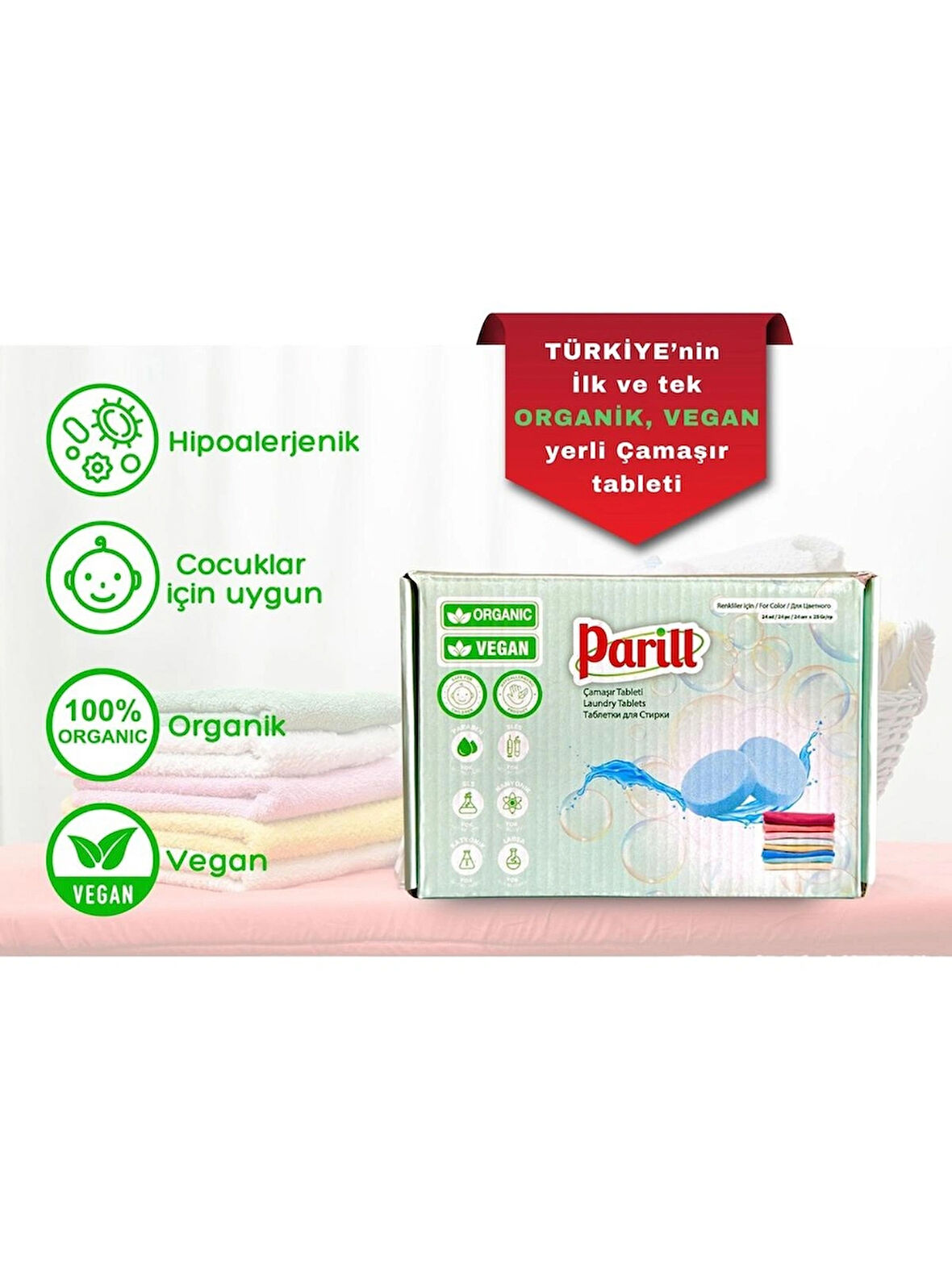 PARİLL Renkli Çamaşırlar İçin Çamaşır Tableti – Organik & Vegan