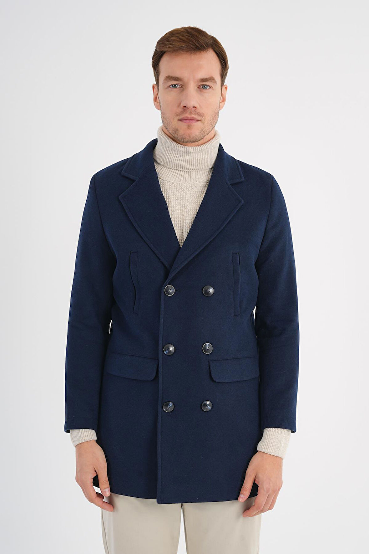 Regal Lacivert Kruvaze Erkek Kaban 