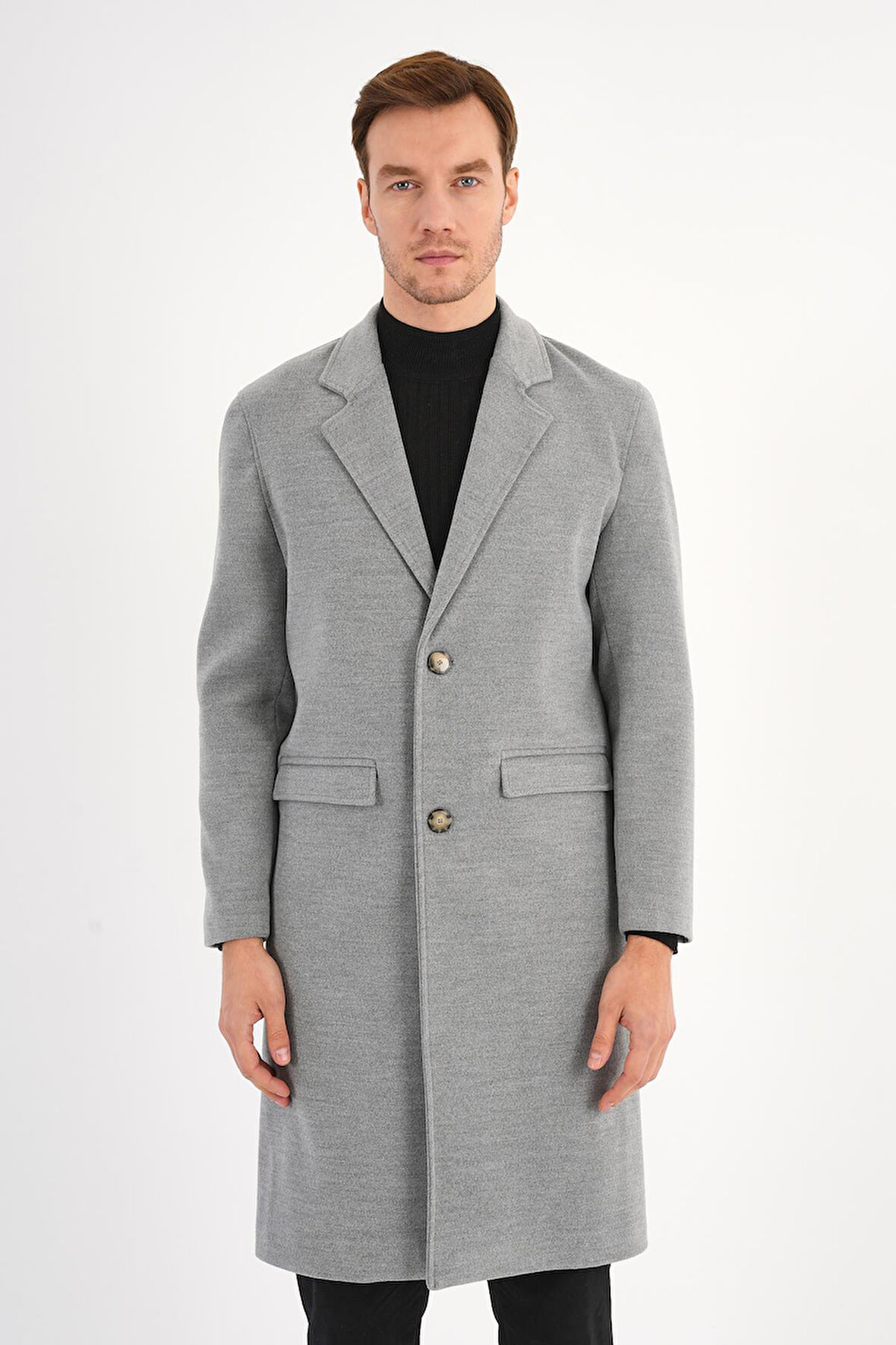 Nordic Gri Erkek Kaşe Kaban 