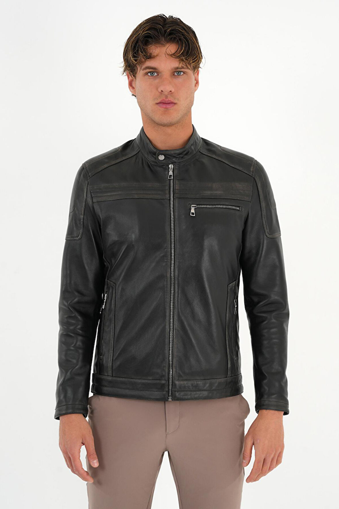 Tyler Siyah Erkek Deri Mont