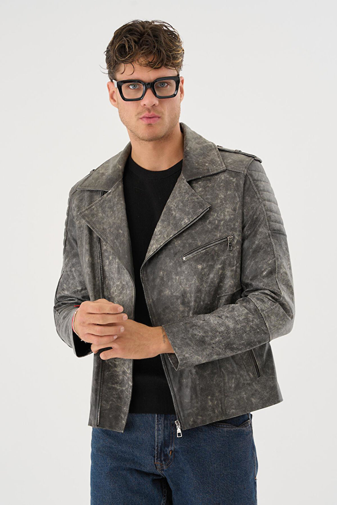 Ryder Gri Erkek Deri Mont