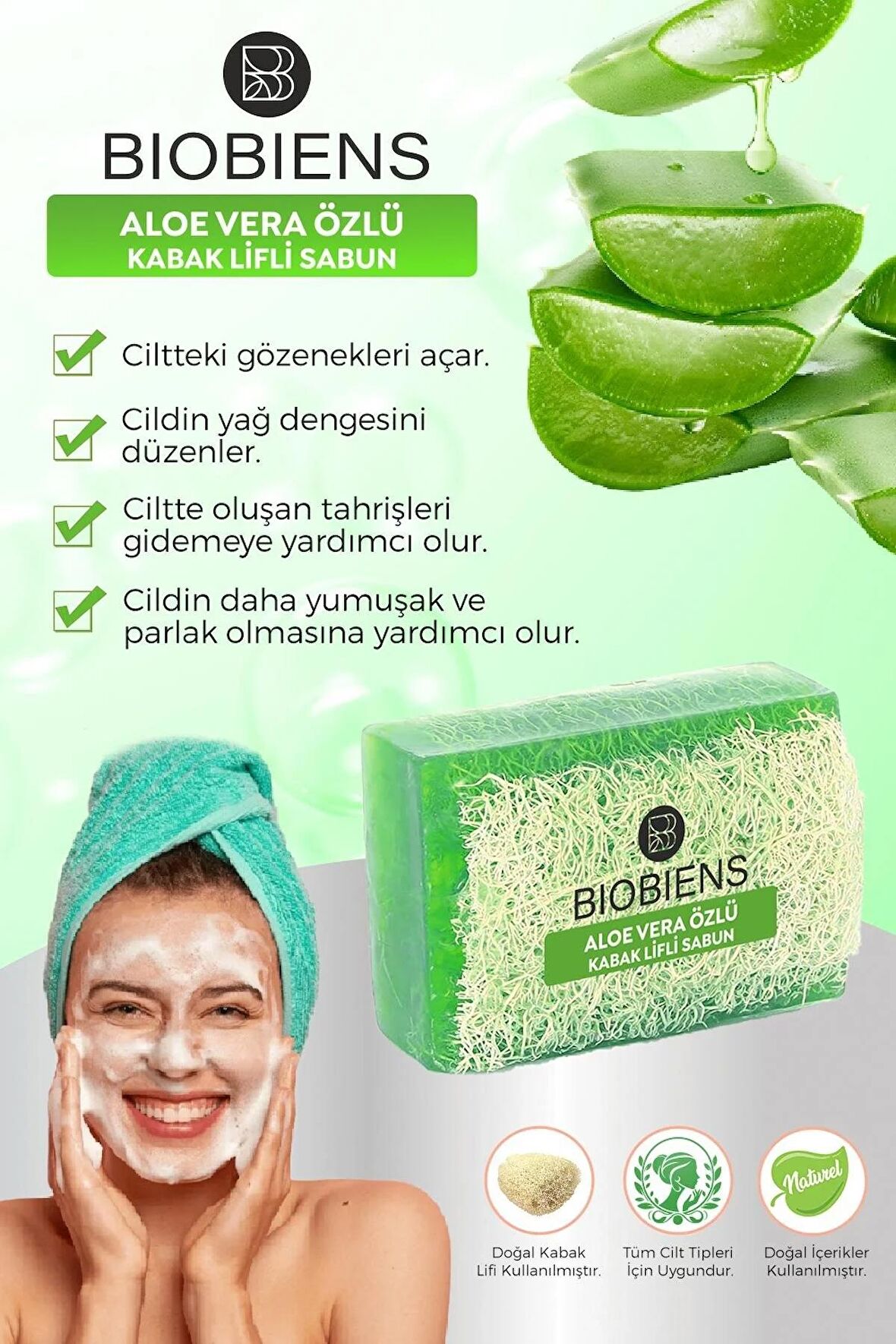 Biobiens Aloe Vera Lifli Sabun El Yapımı 110gr