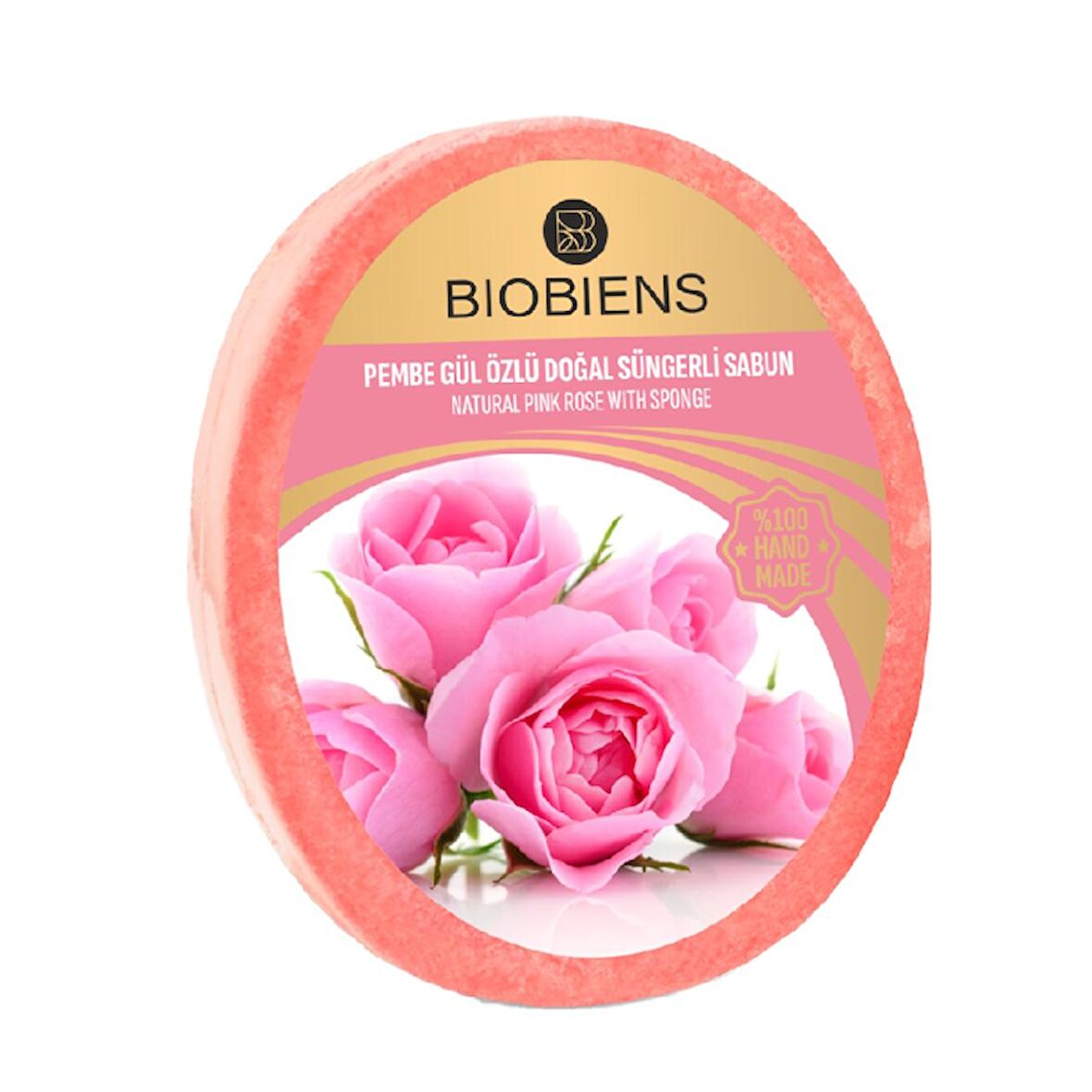 BioBiens Pembe Gül Özlü Doğal Süngerli Sabun 135gr